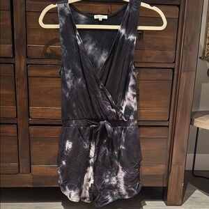 Black and White Tie-Dye Romper